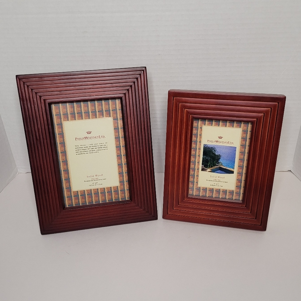 Two Vintage Rosewood Picture Frames, holds 4" x 6" & 3" x 5" Photos